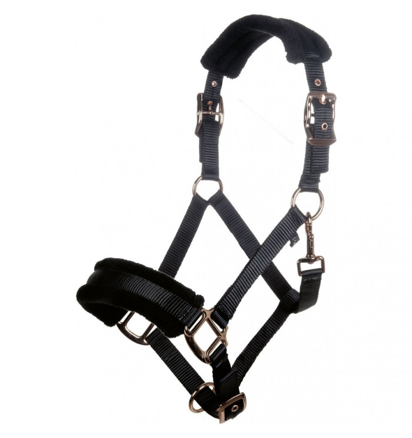 Kantar z futerkiem RoseGold Glamour czarny full