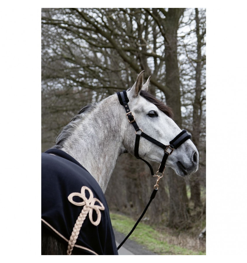 Kantar z futerkiem RoseGold Glamour czarny full