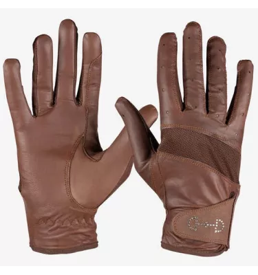 Skórzane rękawiczki z siateczką czarne 10