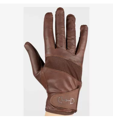 Skórzane rękawiczki z siateczką czarne 10