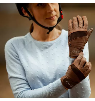 Skórzane rękawiczki z siateczką czarne 10