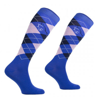 Podkolanówki Karo niebieski 27-30