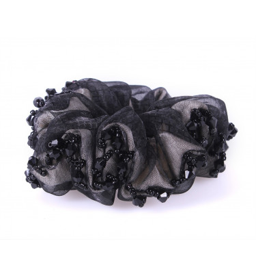Gumka scrunchie do włosów Sparkle czarna