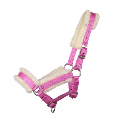 Źrebięcy kantar z futerkiem błękit full