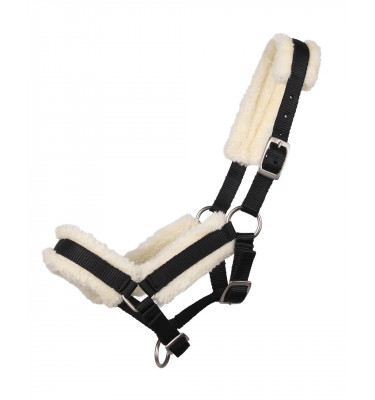 Źrebięcy kantar z futerkiem błękit full