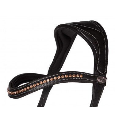 Anatomiczne ogłowie bezwędzidłowe czarne cob