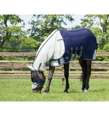 Derka siatkowa z kapturem i maską granat 135cm