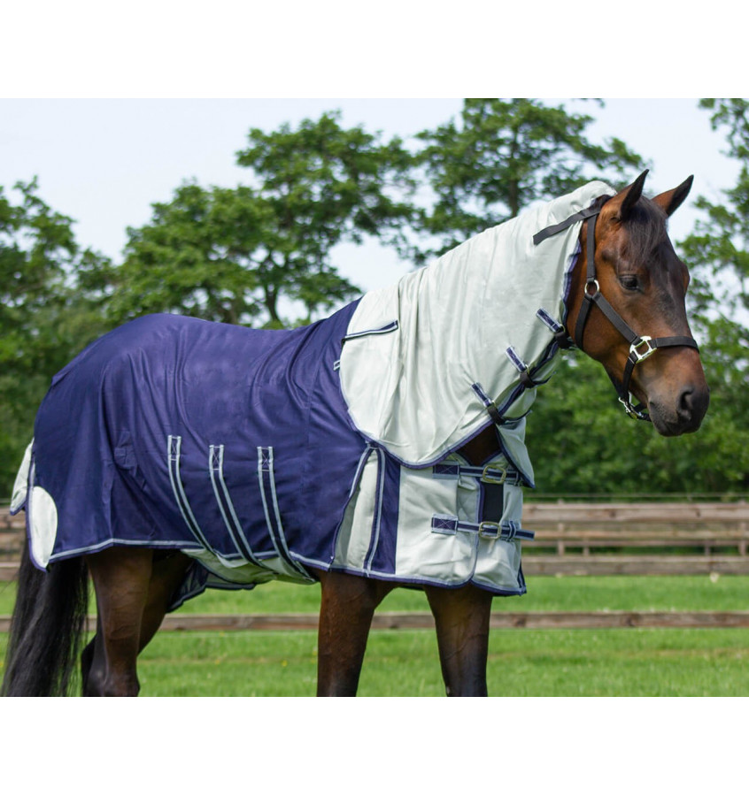 Derka siatkowa z kapturem i maską granat 135cm