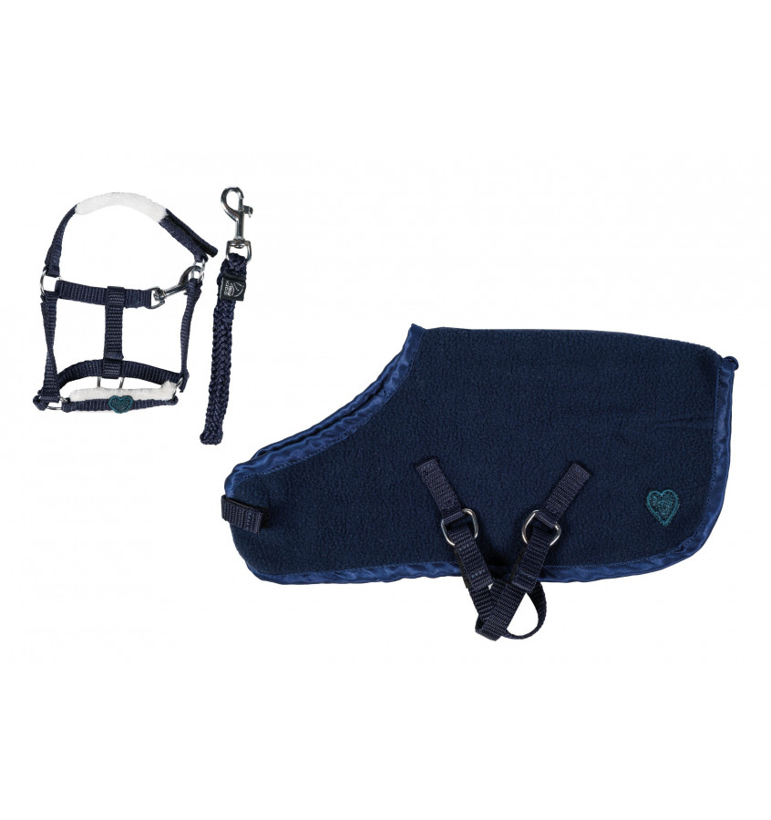 Kantar z uwiązem i derka Cuddle Pony granat