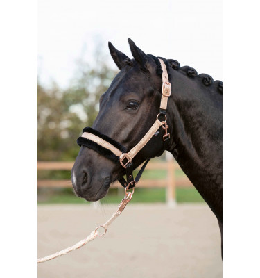 Kantar z futerkiem RoseGold Glitter cob