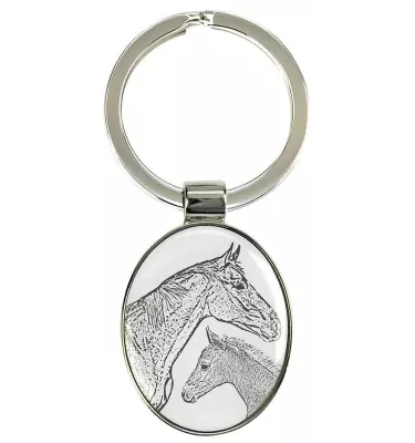 Breloczek owalny z końmi