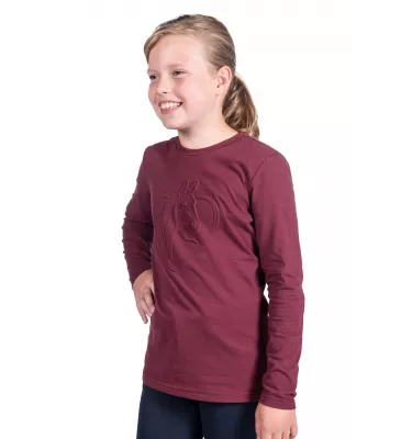 Koszulka jeździecka dziecięca Amelie bordo 134/140