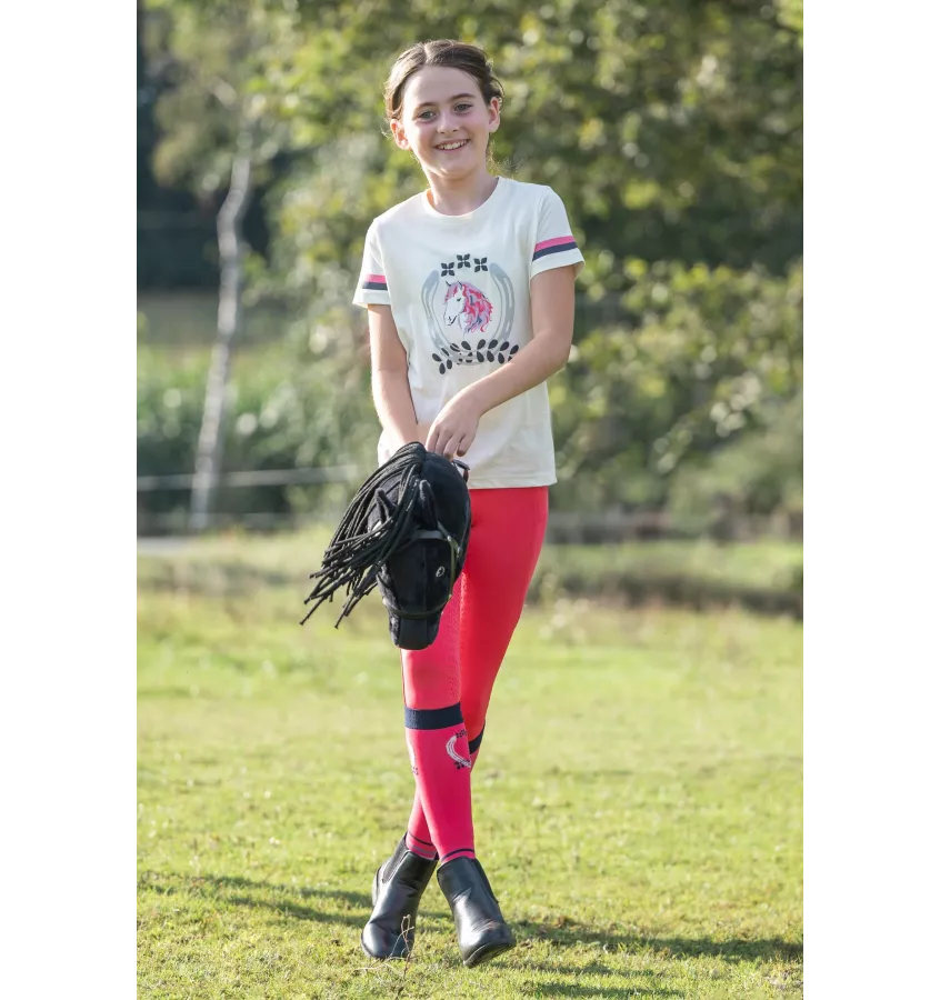 Legginsy jeździeckie dziecięce Aymee róż 110/116