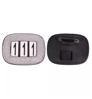 Numerek startowy z brokatem Shine granat