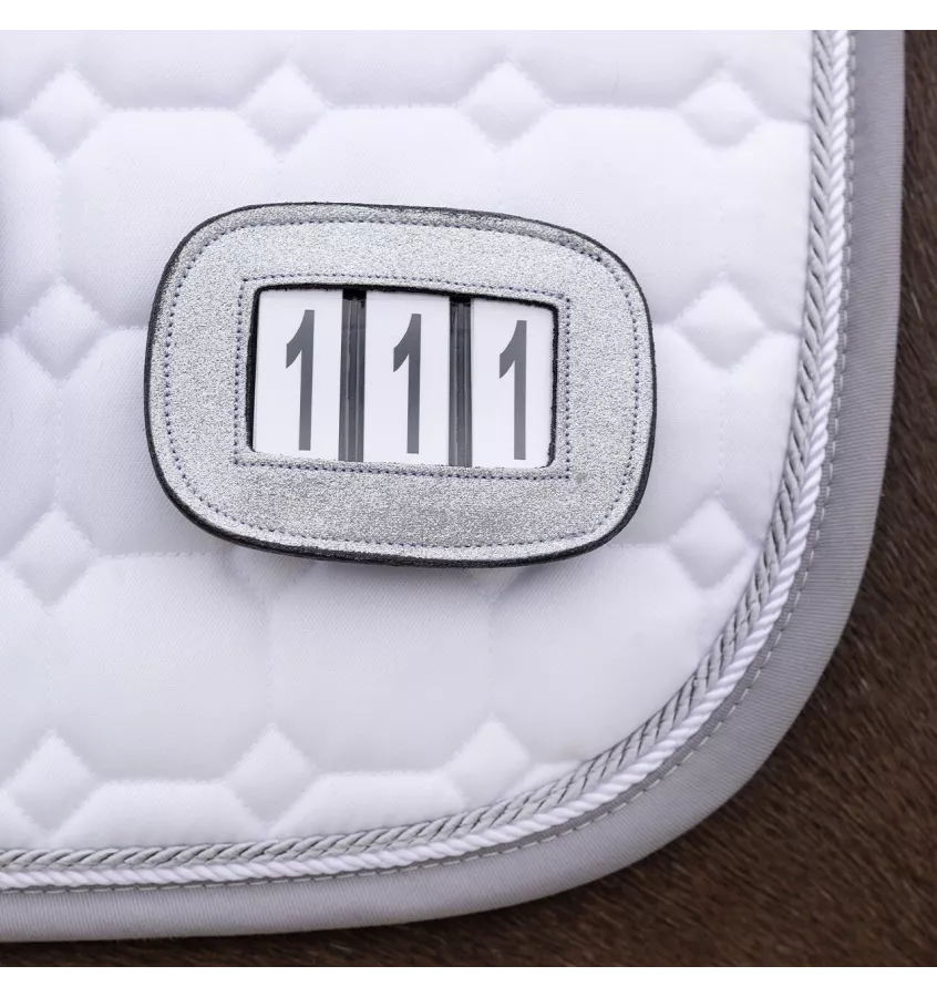 Numerek startowy z brokatem Shine granat