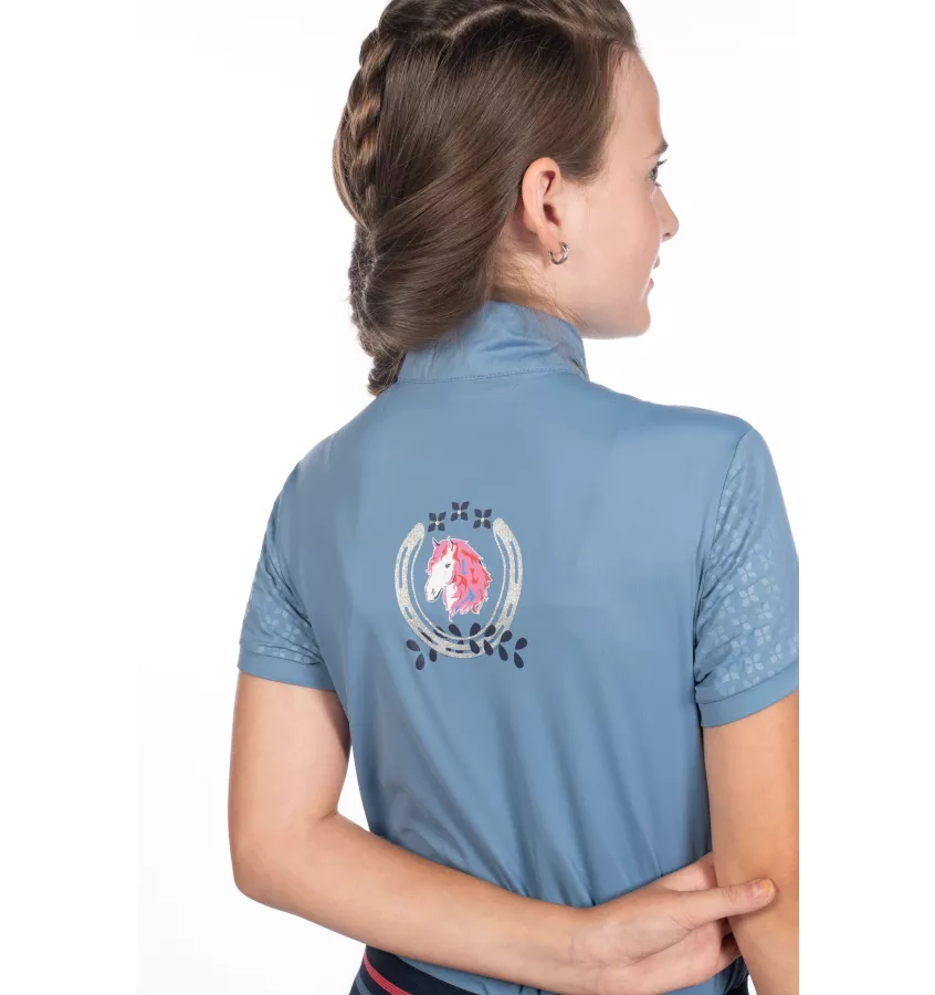 Koszulka jeździecka dziecięca Aymee nieb 110/116