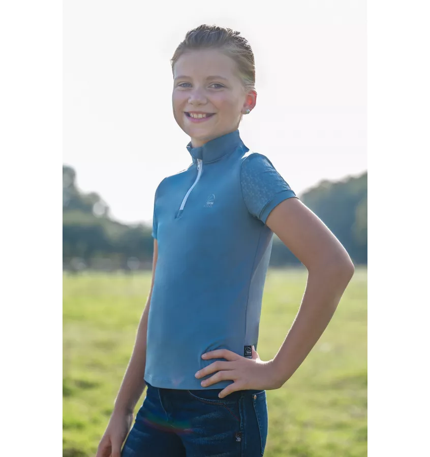 Koszulka jeździecka dziecięca Aymee nieb 110/116