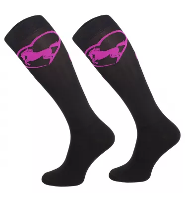 Podkolanówki jeździeckie koń w sercu czarne 31-34