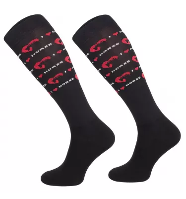 Podkolanówki jeździeckie i love horse czarne 31-34