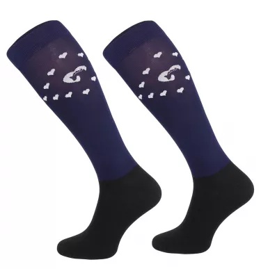 Podkolanówki jeździeckie serca czarny 31-34