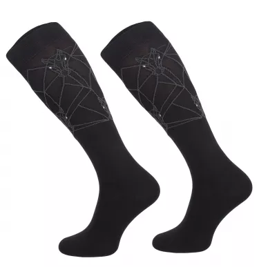 Podkolanówki jeździeckie geometrical czarne 31-34