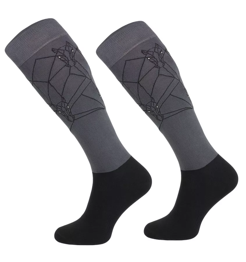 Podkolanówki jeździeckie geometrical czarne 31-34