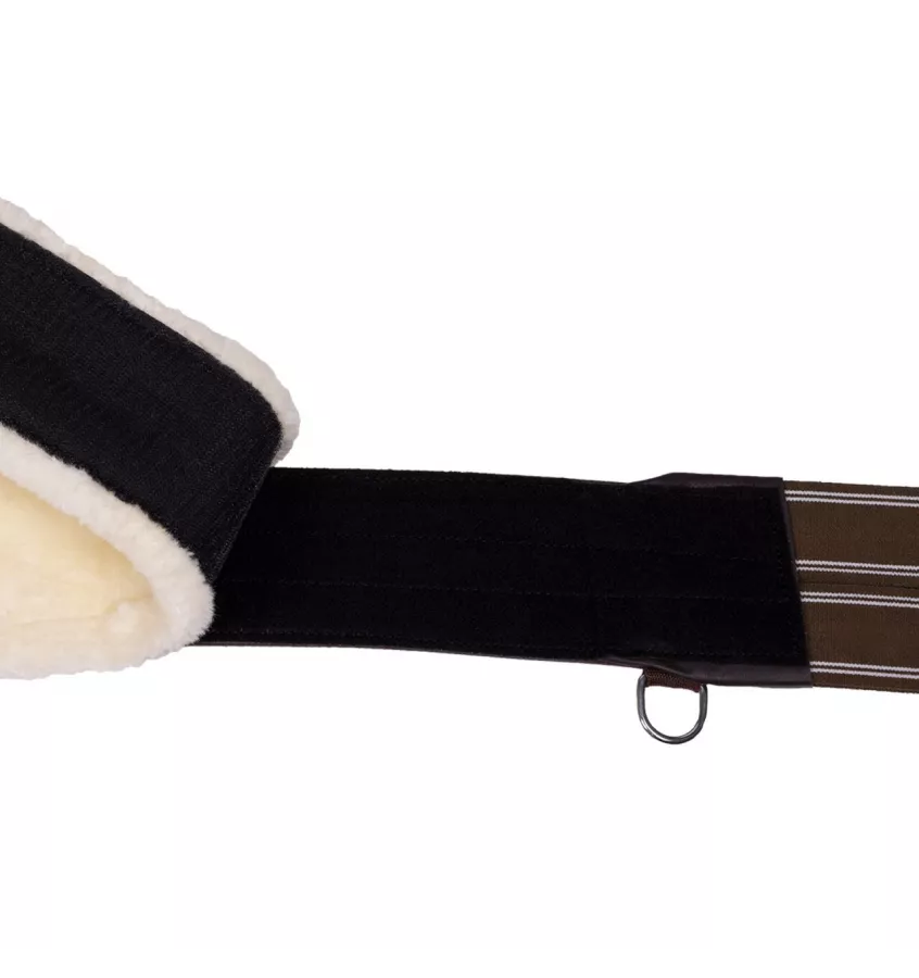 Popręg z fartuchem z odpinanym futrem brąz 105