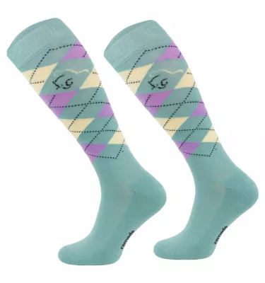 Podkolanówki w kratkę green 35-38