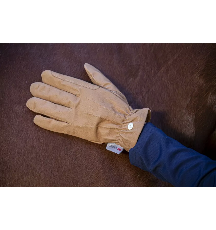 Rękawiczki jeździeckie skórzane beż L