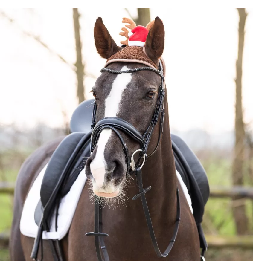 Czapka dla konia świąteczna Renifer full