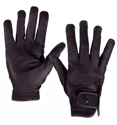 Rękawiczki jeździeckie skórzane Pro brąz L