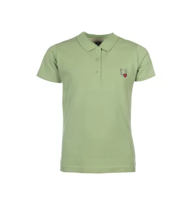 Koszulka jeździecka Polo Claire przydymiony niebieski 110/116