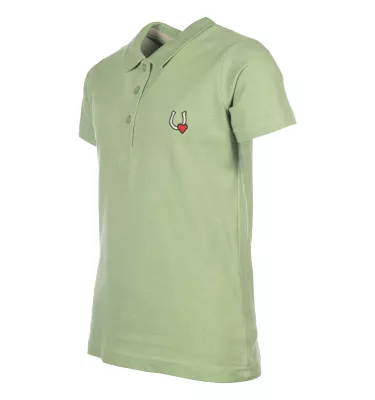 Koszulka jeździecka Polo Claire przydymiony niebieski 110/116