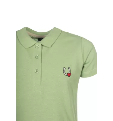 Koszulka jeździecka Polo Claire przydymiony niebieski 110/116