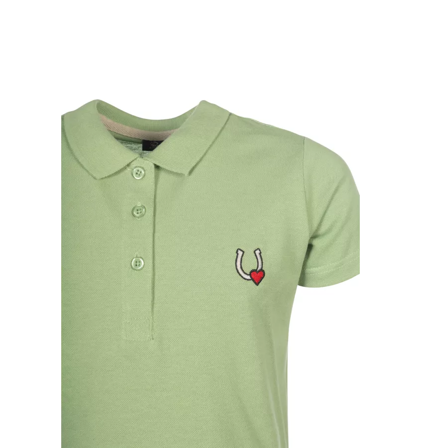 Koszulka jeździecka Polo Claire przydymiony niebieski 110/116