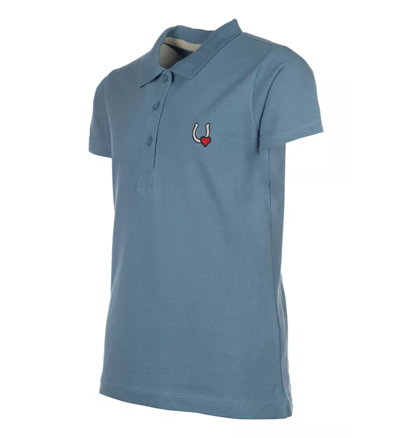 Koszulka jeździecka Polo Claire przydymiony niebieski 110/116