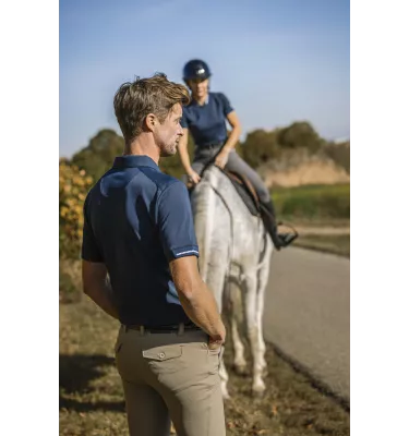 Koszulka jeździecka męska polo Eric granat L