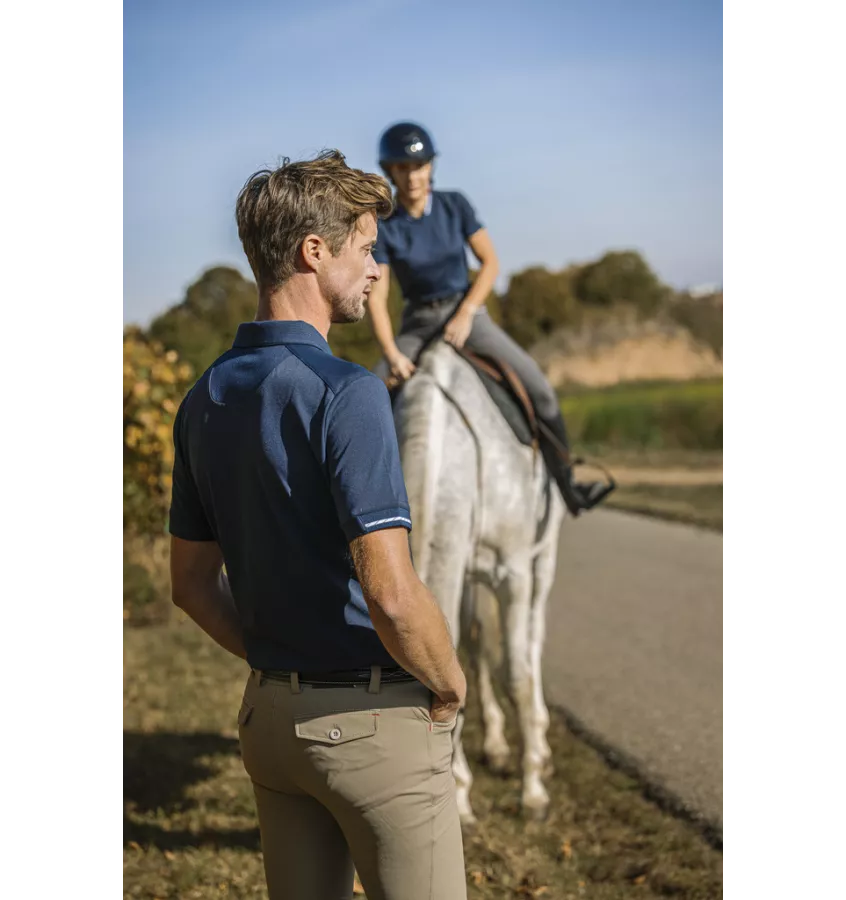 Koszulka jeździecka męska polo Eric granat L