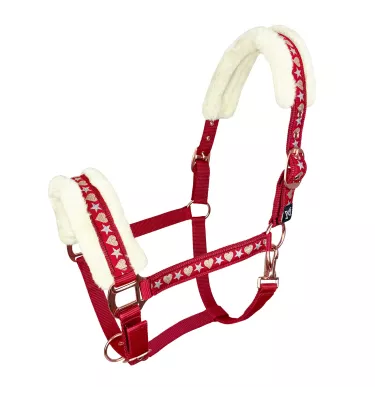 Kantar w serduszka dla konia Cyntia czerwony cob