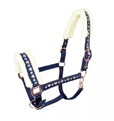 Kantar w serduszka dla konia Cyntia czerwony cob