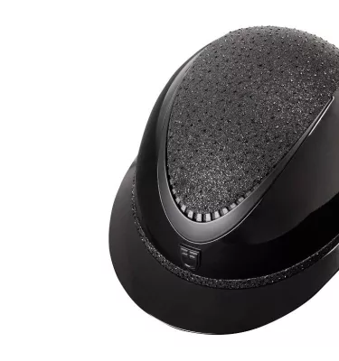 Kask jeździecki Equestro z brokatem i szerokim daszkiem czarny L