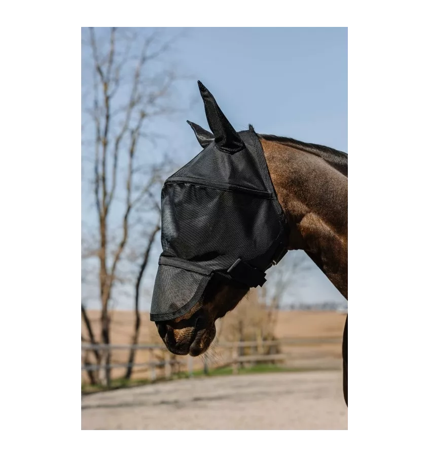 Maska na owady Equitheme Protec UV czarny L
