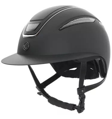 Kask jeździecki Elite z szerokim daszkiem czarny mat L 59-61