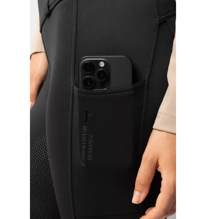 Legginsy jeździeckie zimowe Thermo czarny 32