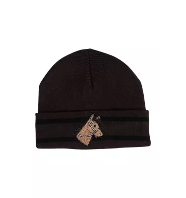 Czapka zimowa z koniem dla dzieci brąz