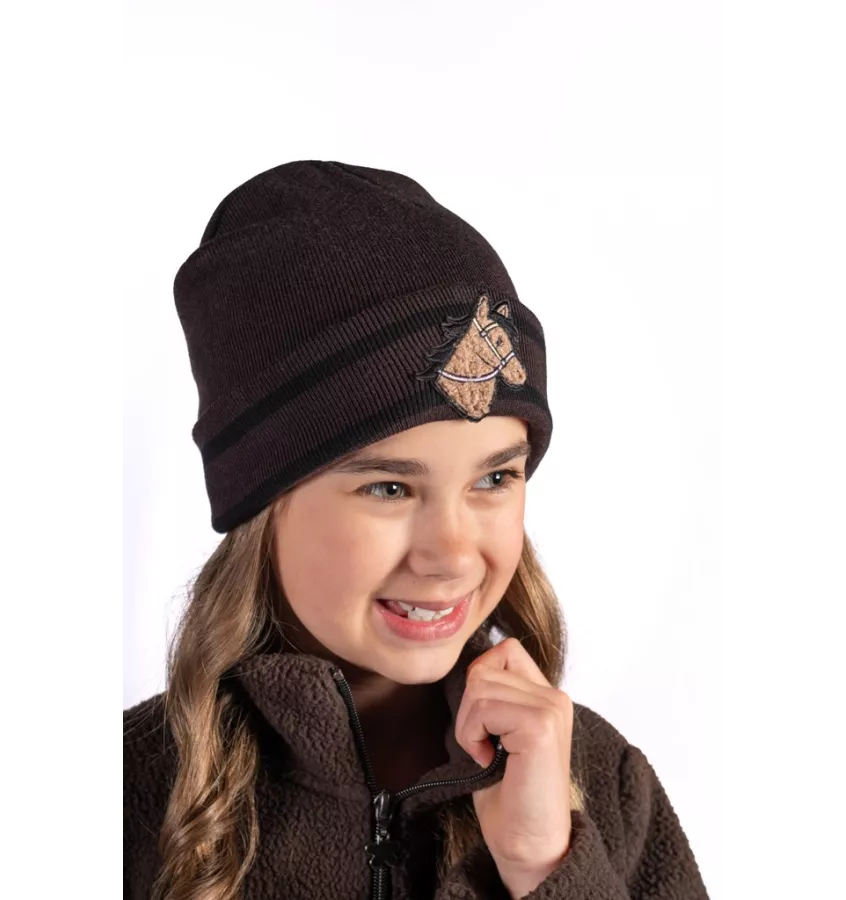 Czapka zimowa z koniem dla dzieci brąz