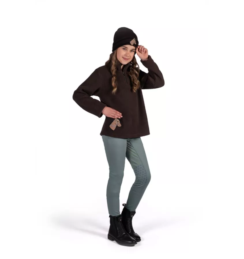 Czapka zimowa z koniem dla dzieci brąz