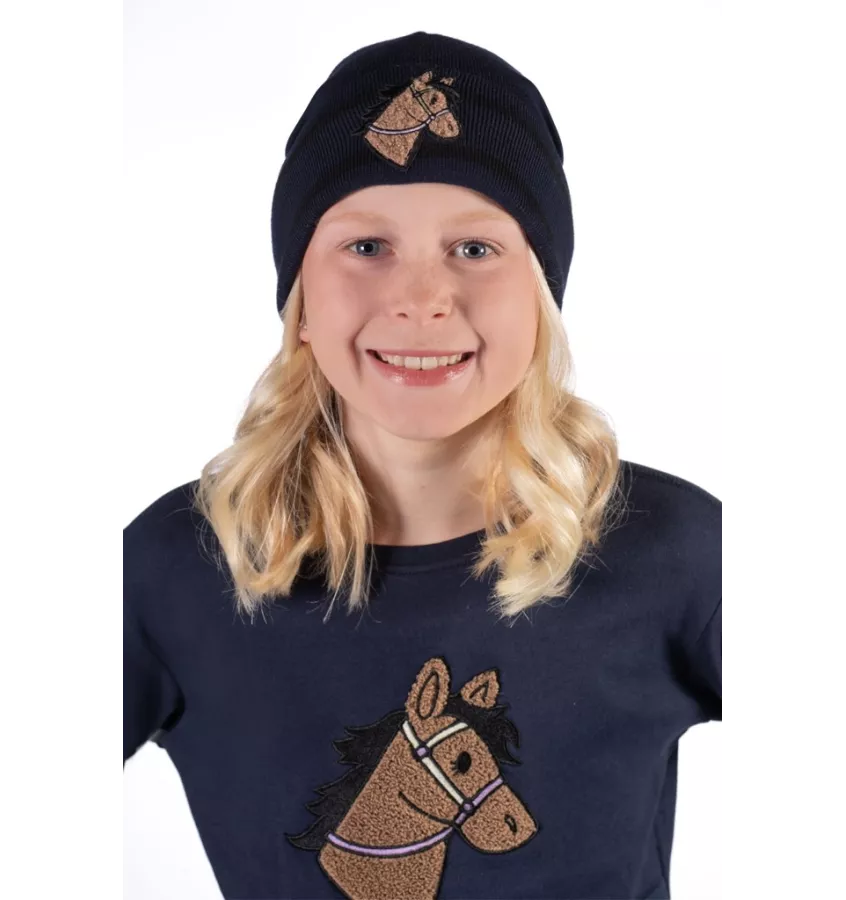 Czapka zimowa z koniem dla dzieci brąz