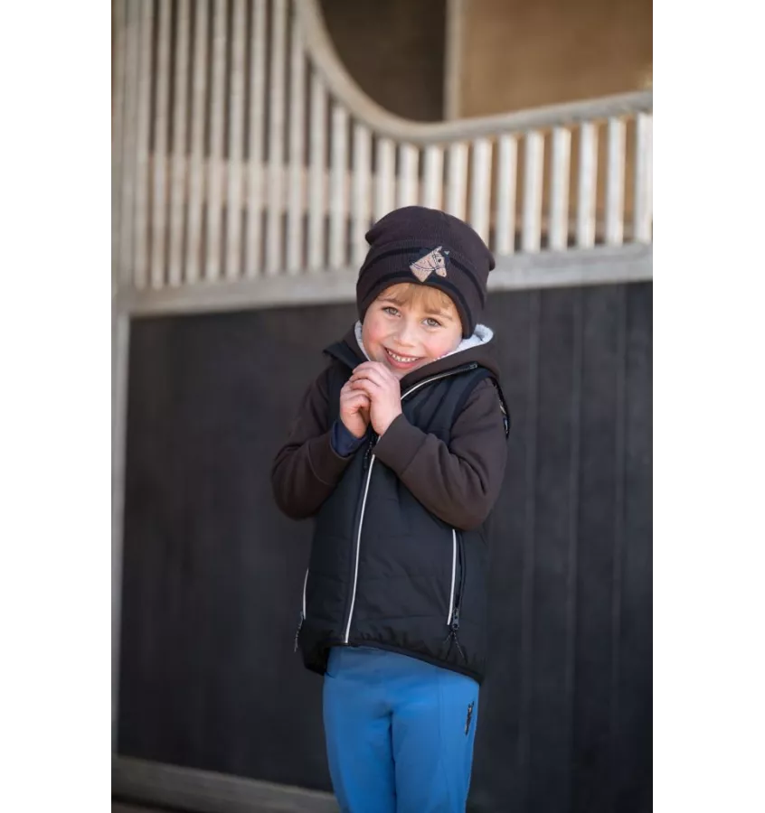 Czapka zimowa z koniem dla dzieci brąz