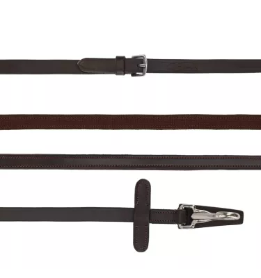 Wodze skórzane z antypoślizogową warstwą wewnętrzną z karabińczykiem brąz